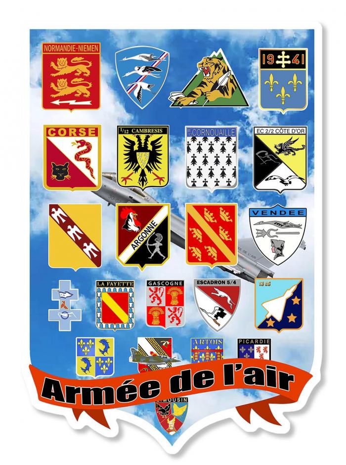 Sticker ARMÉE DE L'AIR BLASON : Couleur Course